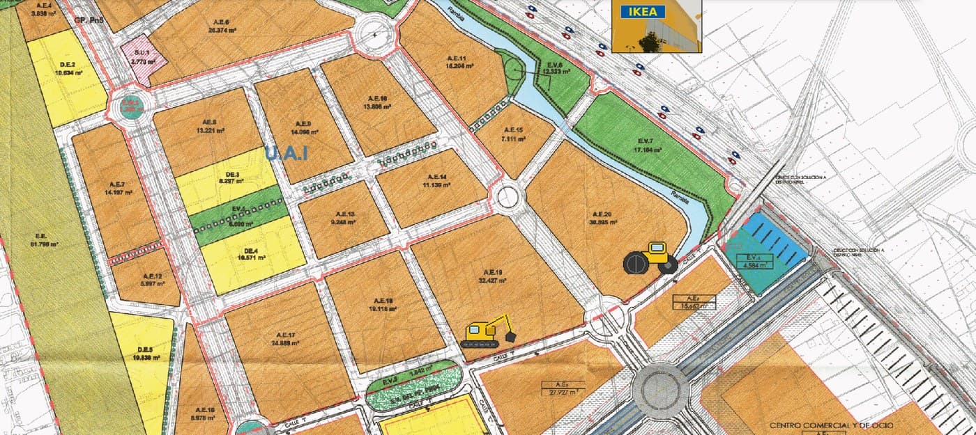 Plano de situación del sector Pn-5 (El Puntal, Murcia) junto al enlace de la Autovía de Alicante